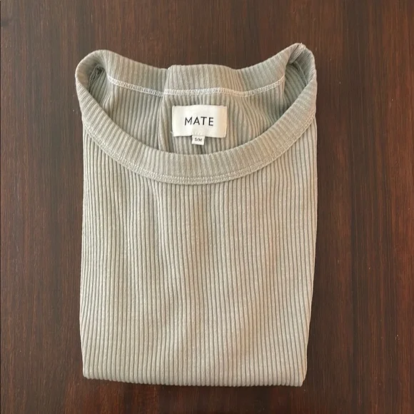 MATE the Label Green Ribbed Fitted Short Sleeve Tee - Picture 5 of 5